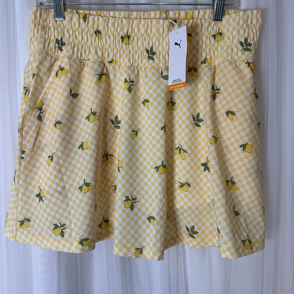 NWT Puma Yellow Checkered Lemon Skort